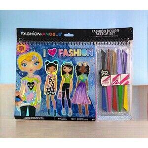 Fashion Angels Portfolio Fashion Design Sketch Set w/Stencils, Stickers, & More